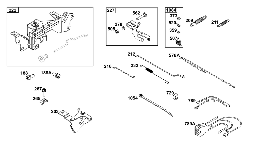 Controls Group Diagram and Parts List for 305777-0112-B5 200000 - 399999 Briggs and Stratton Engine